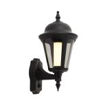 Ansell LED Wall Light Latina Lantern Black - Suitable for E27 up to 42W | IP65 - Motion and Light Sensor