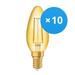 Multipack 10x Ledvance Vintage 1906 LED E14 Candle Gold 1.5W 120lm - 824 Extra Warm White | Replaces 15W
