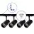 Complete Set 1-Phase Rail L 1 x 1,5 Meter Black | incl. 4x Spot + GU10 2700K 3W Dimmable + End Cap, Power Connector and L -Connector